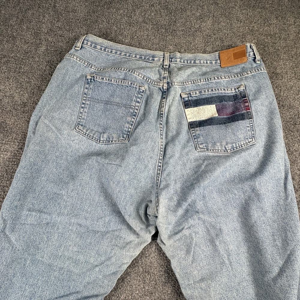 Vintage 90s Tommy Hilfiger Jeans Women's 42x29.5‎ Distressed Y2K Grunge Big Flag